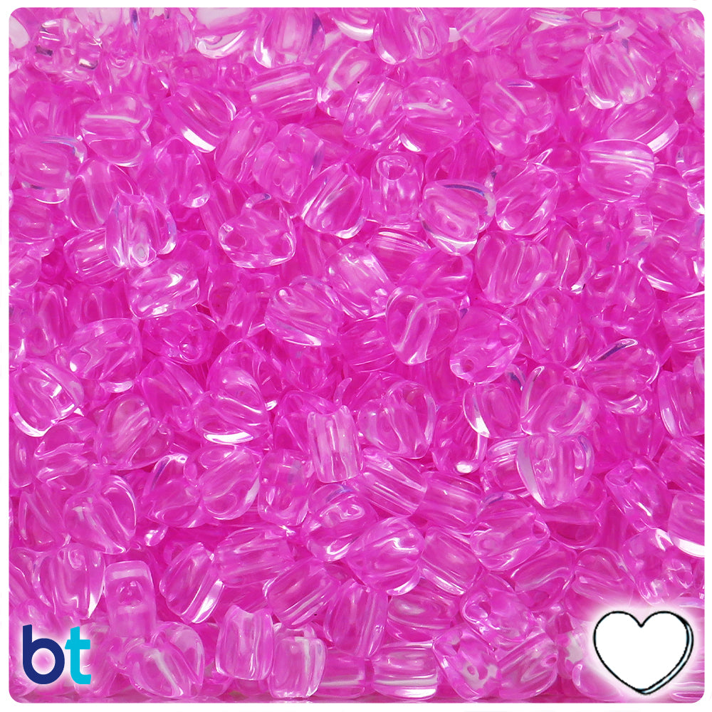 Light Pink Transparent 8mm Heart Plastic Beads (250pcs)