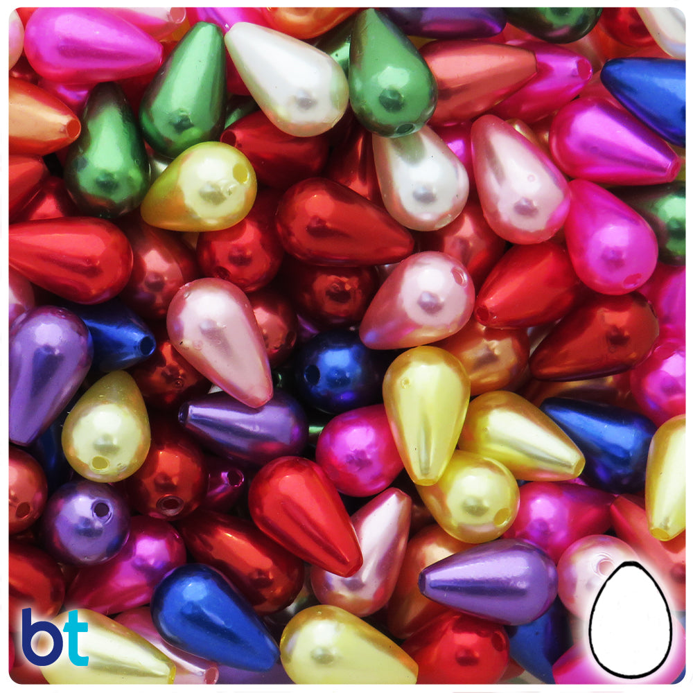 Mixed Pearl 16mm Pear Plastic Beads (75pcs)