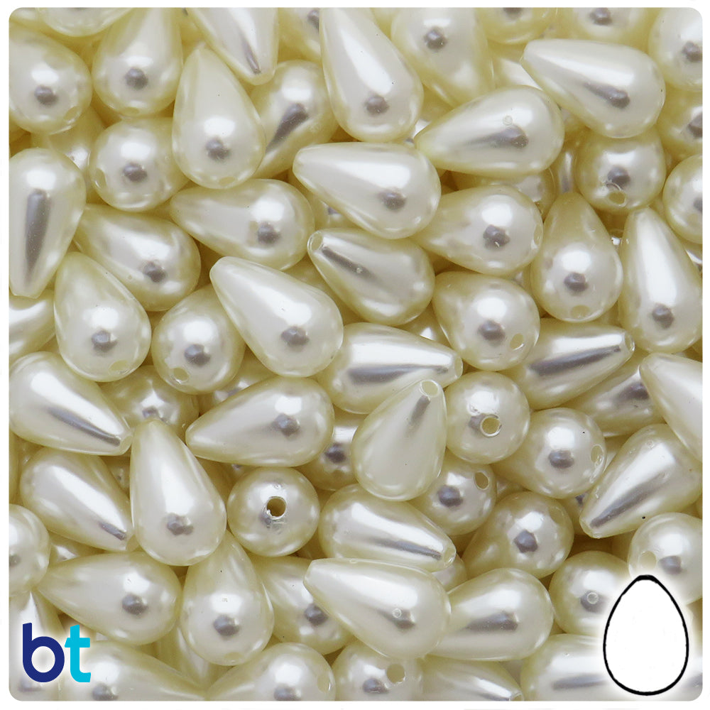Ivory Pearl 16mm Pear Plastic Beads (75pcs)