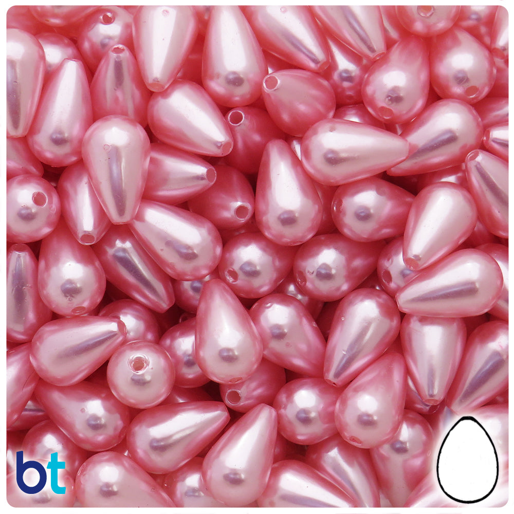 Light Pink Pearl 16mm Pear Plastic Beads (75pcs)