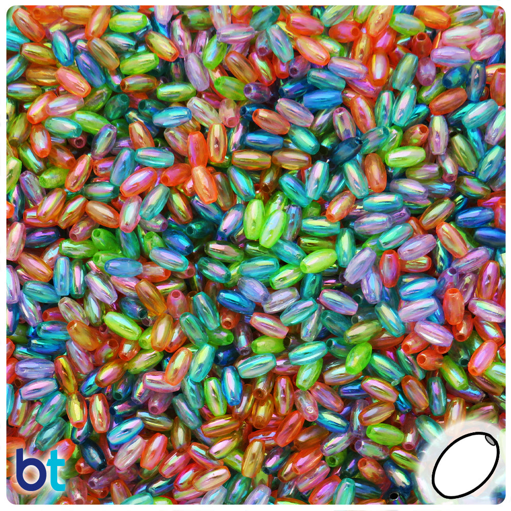 Mixed Transparent AB 6mm Oval Plastic Beads (1250pcs)