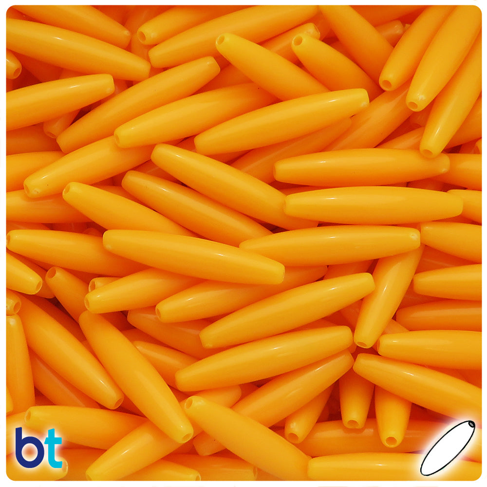 Orange Opaque 28mm Spaghetti Plastic Beads (100pcs)