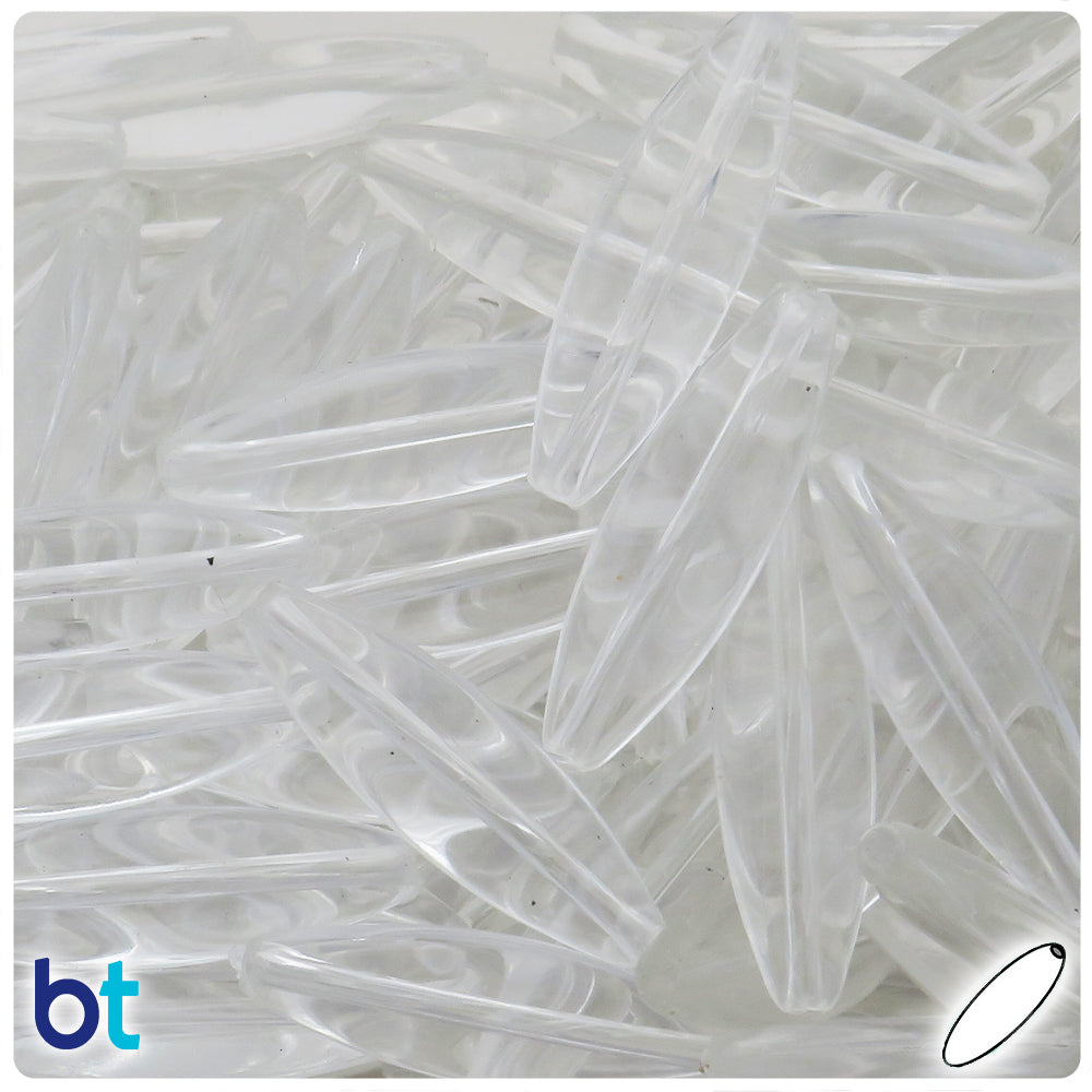 Clear Transparent 40mm Flat Oval Plastic Beads (30pcs)