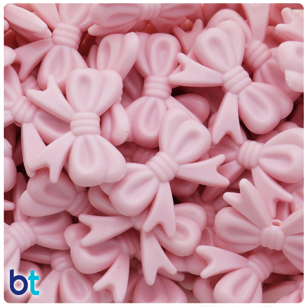 Light Pink Opaque 29mm Bowtie Plastic Beads (30pcs)