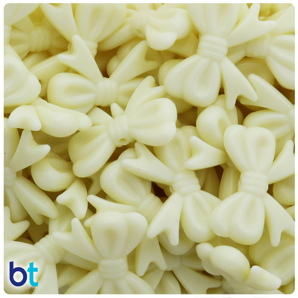 Beige Opaque 29mm Bowtie Plastic Beads (30pcs)