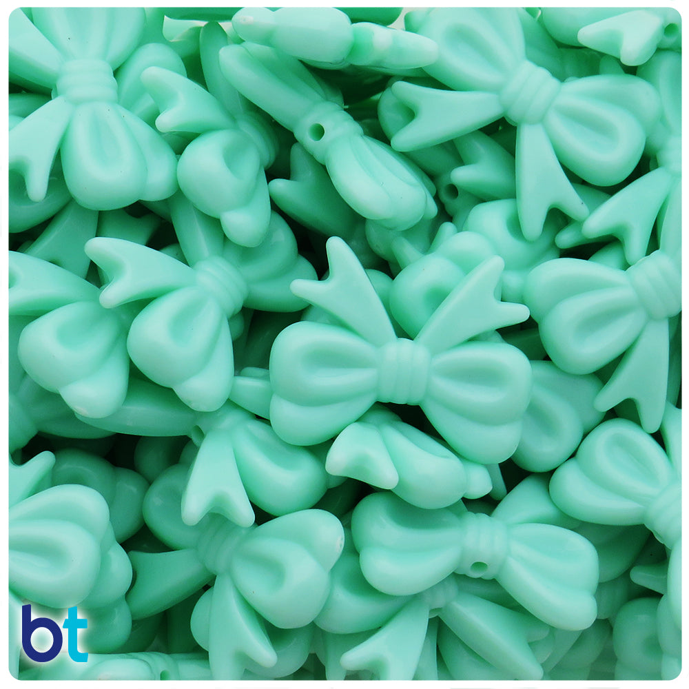 Green Opaque 29mm Bowtie Plastic Beads (30pcs)