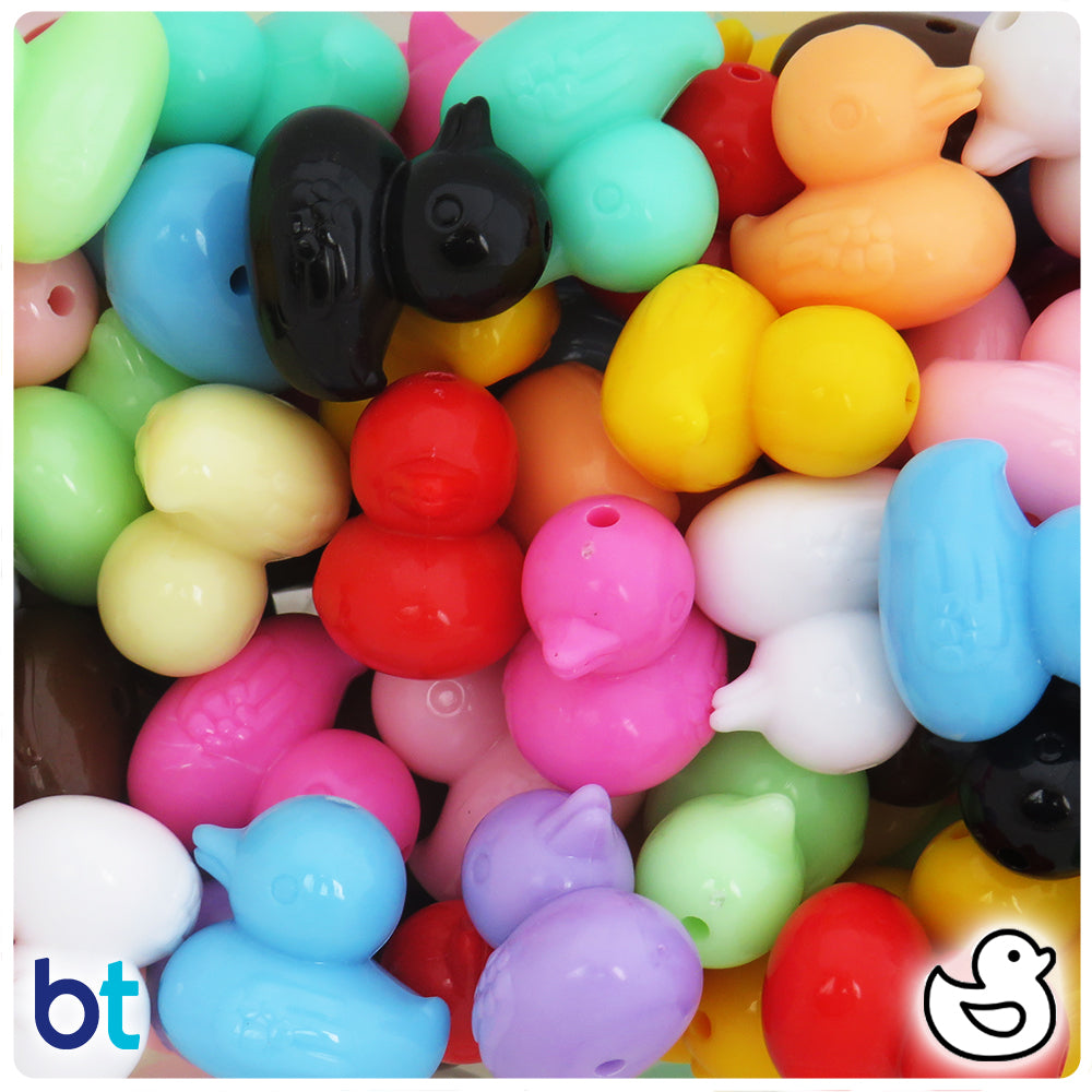 Mixed Opaque 22mm Duck Plastic Beads (20pcs)
