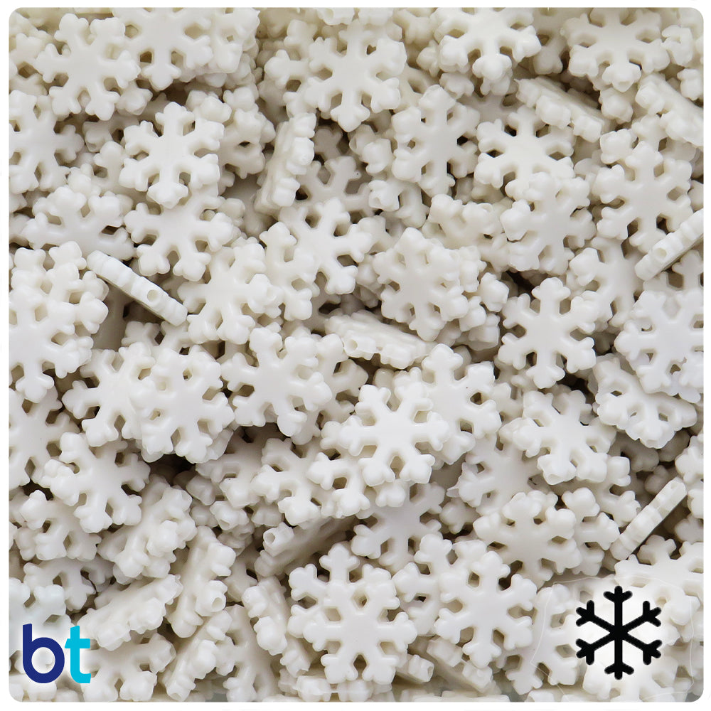 White Opaque 12mm Snowflake Plastic Beads (200pcs)