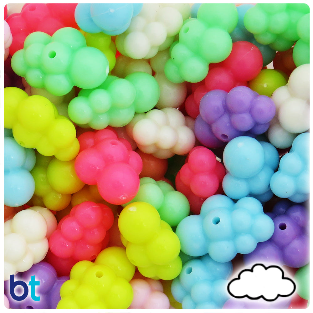 Mixed Opaque 25mm Cloud Plastic Beads (16pcs)