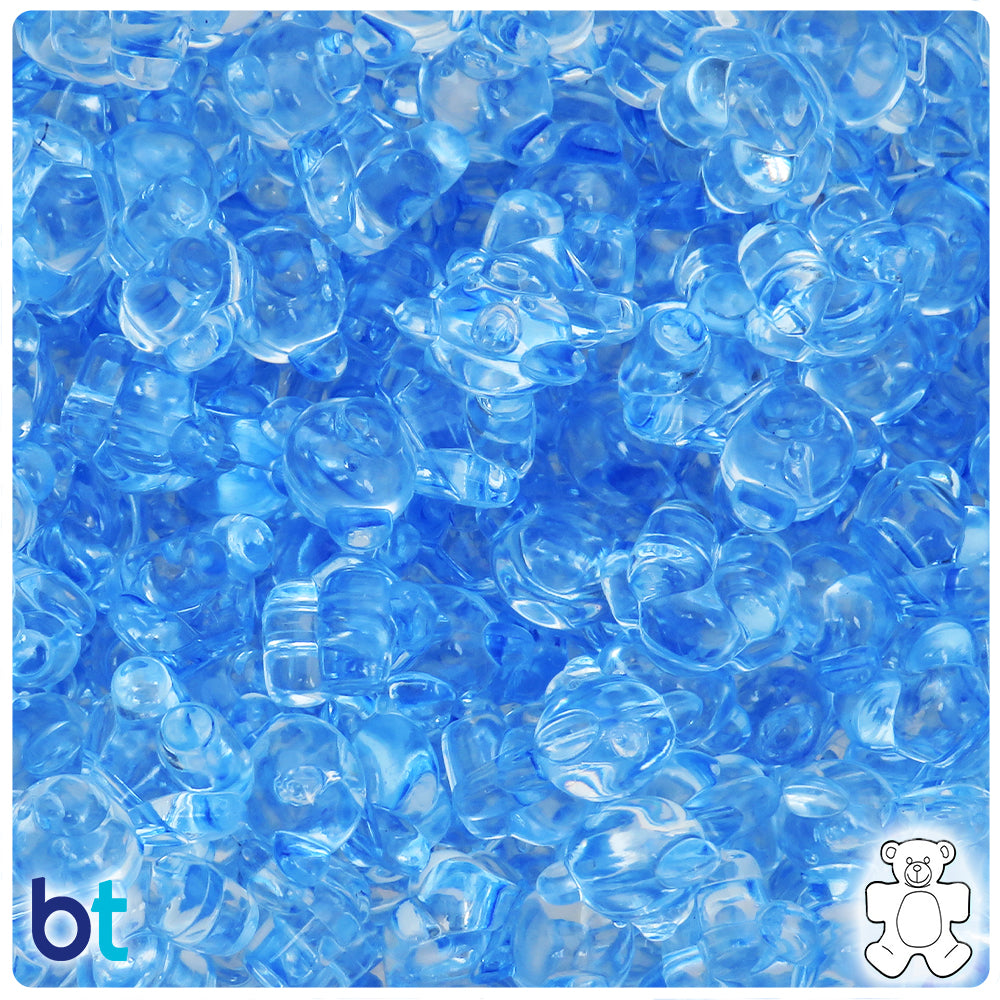 Light Blue Transparent 18mm Teddy Bear Plastic Beads (30pcs)