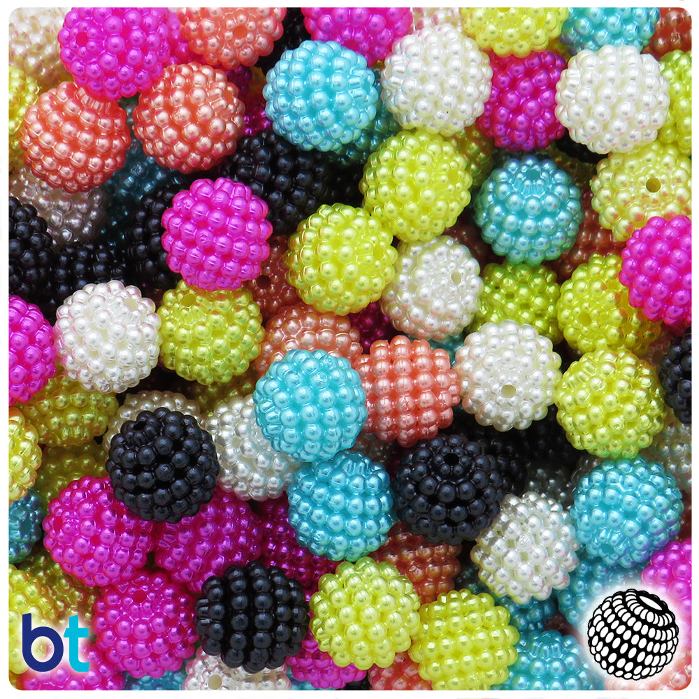 Mixed Pearl 12mm Berry Plastic Beads (75pcs)