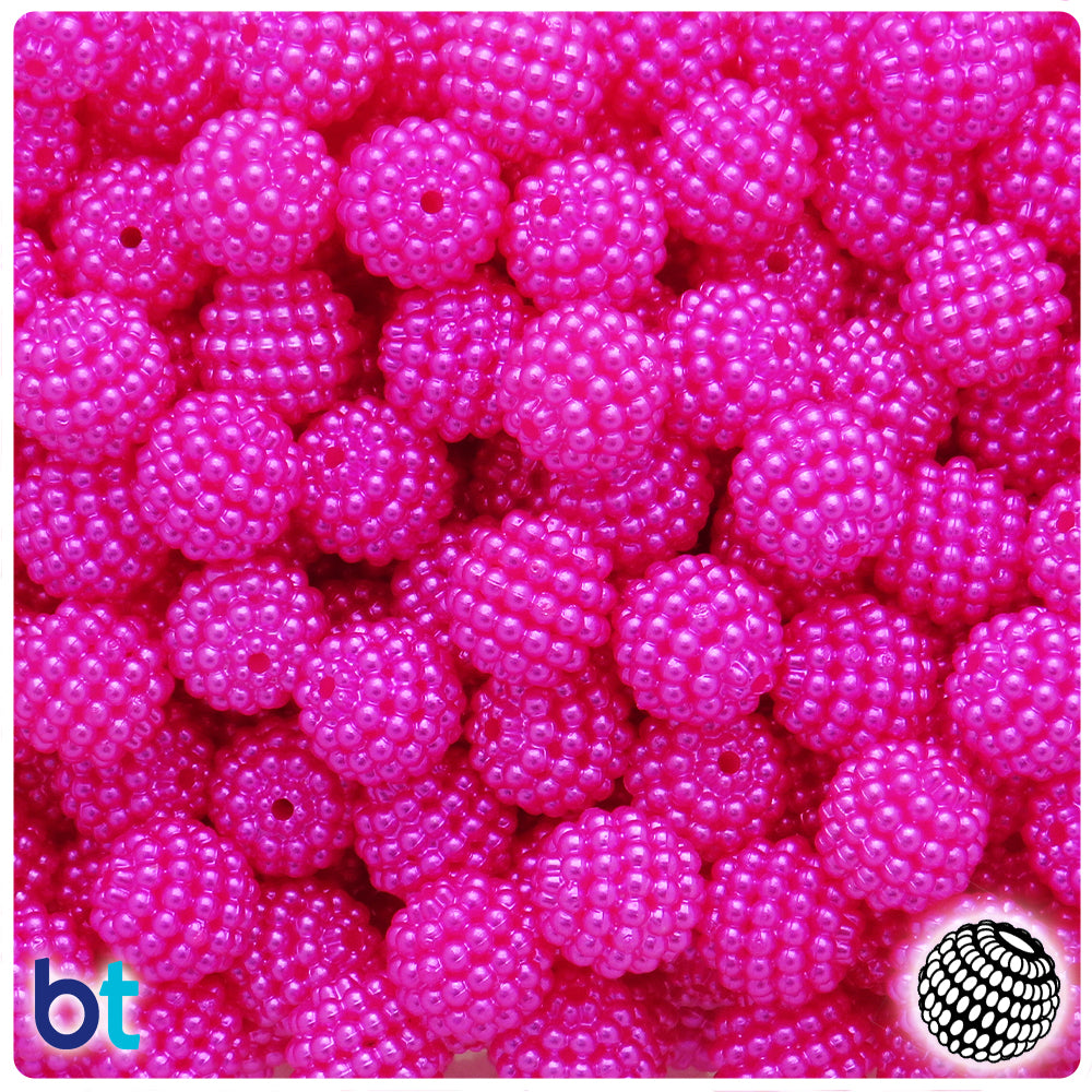 Dark Pink Pearl 12mm Berry Plastic Beads (75pcs)