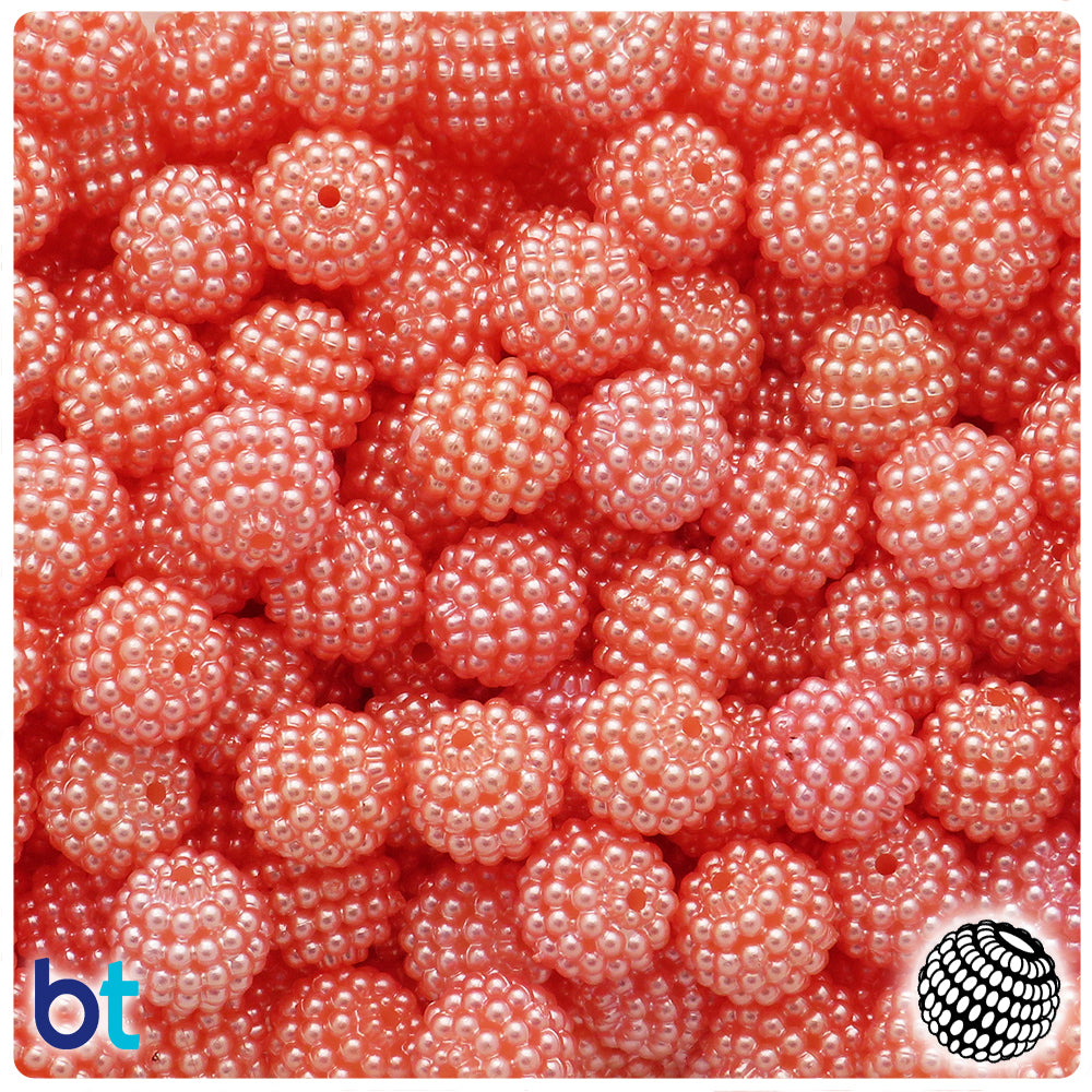 Orange Pearl 12mm Berry Plastic Beads (75pcs)