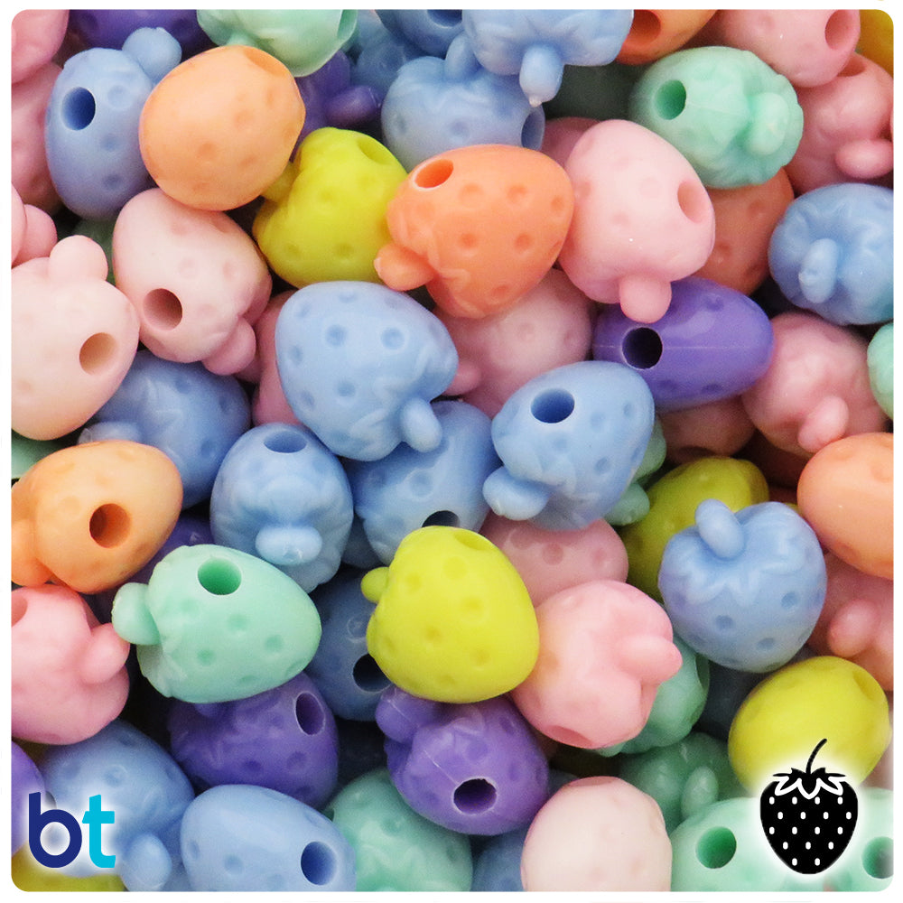 Mixed Opaque 16mm Strawberry Plastic Beads (50pcs)