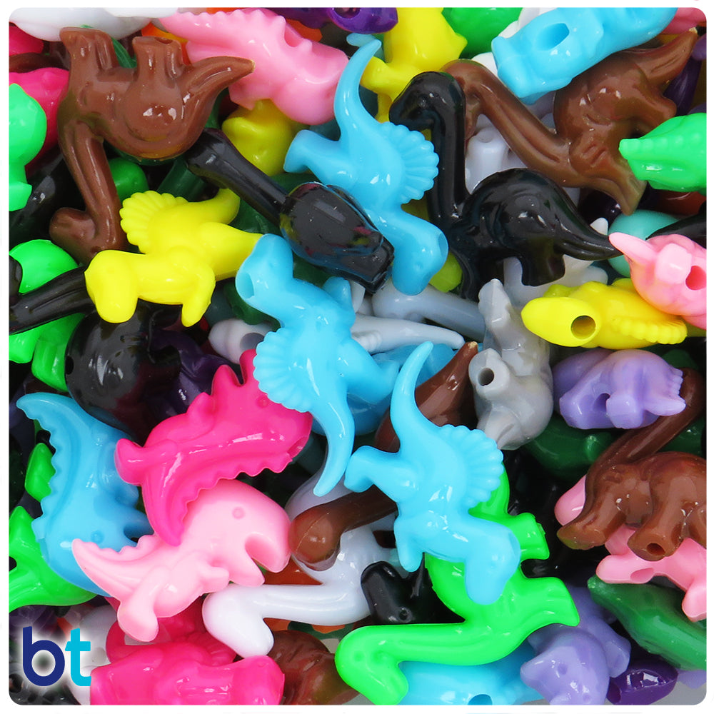 Mixed Opaque Prehistoric Animal Plastic Beads (2oz)