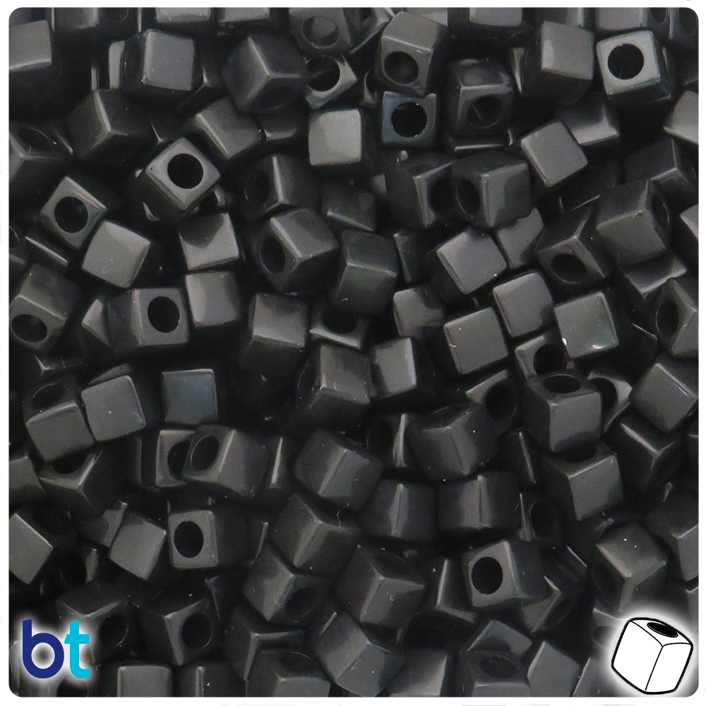 Black Matte 7mm Cube Plastic Beads (190pcs)