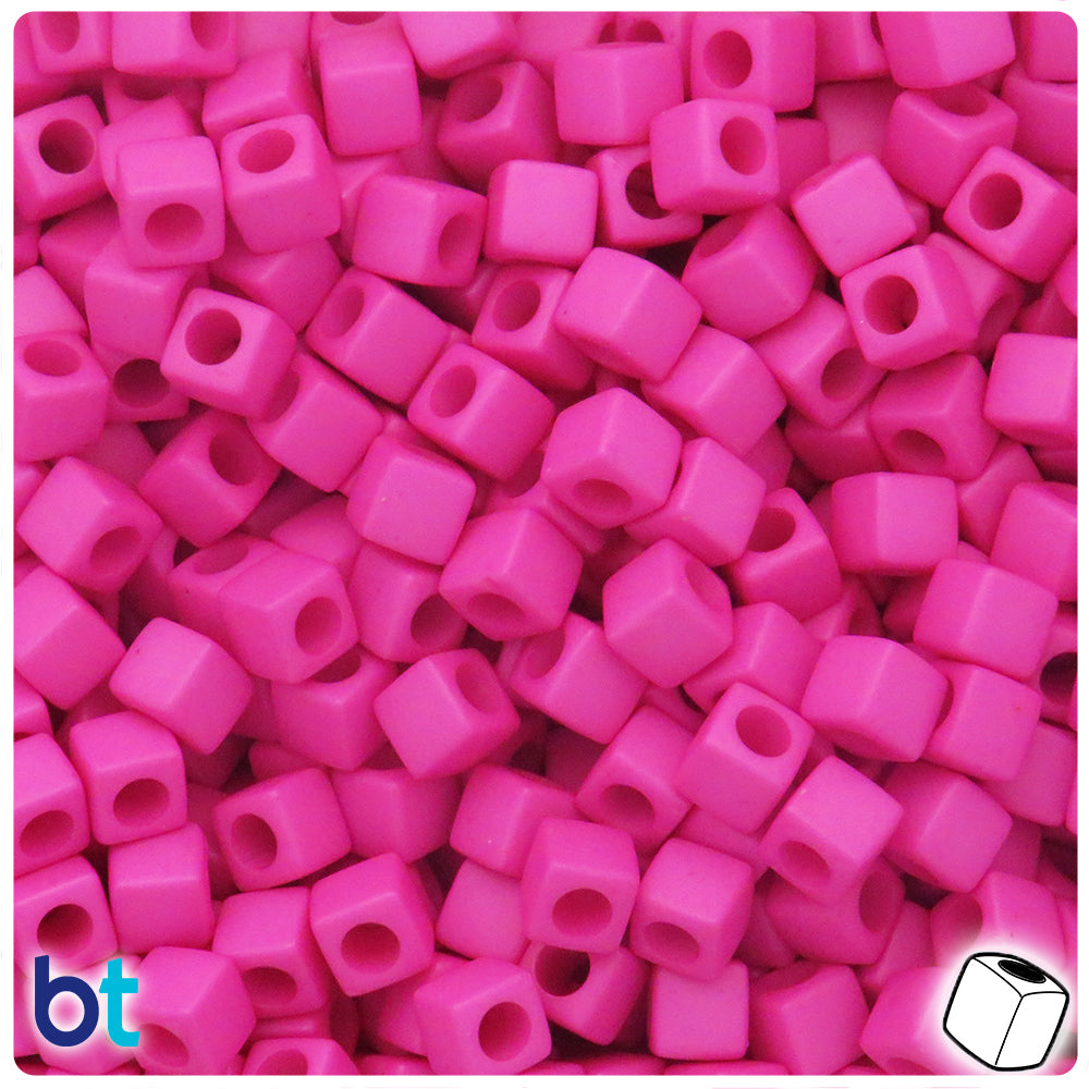 Dark Pink Matte 7mm Cube Plastic Beads (190pcs)