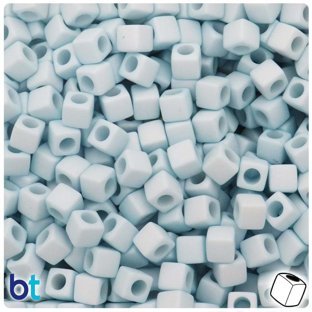 Light Blue Matte 7mm Cube Plastic Beads (190pcs)