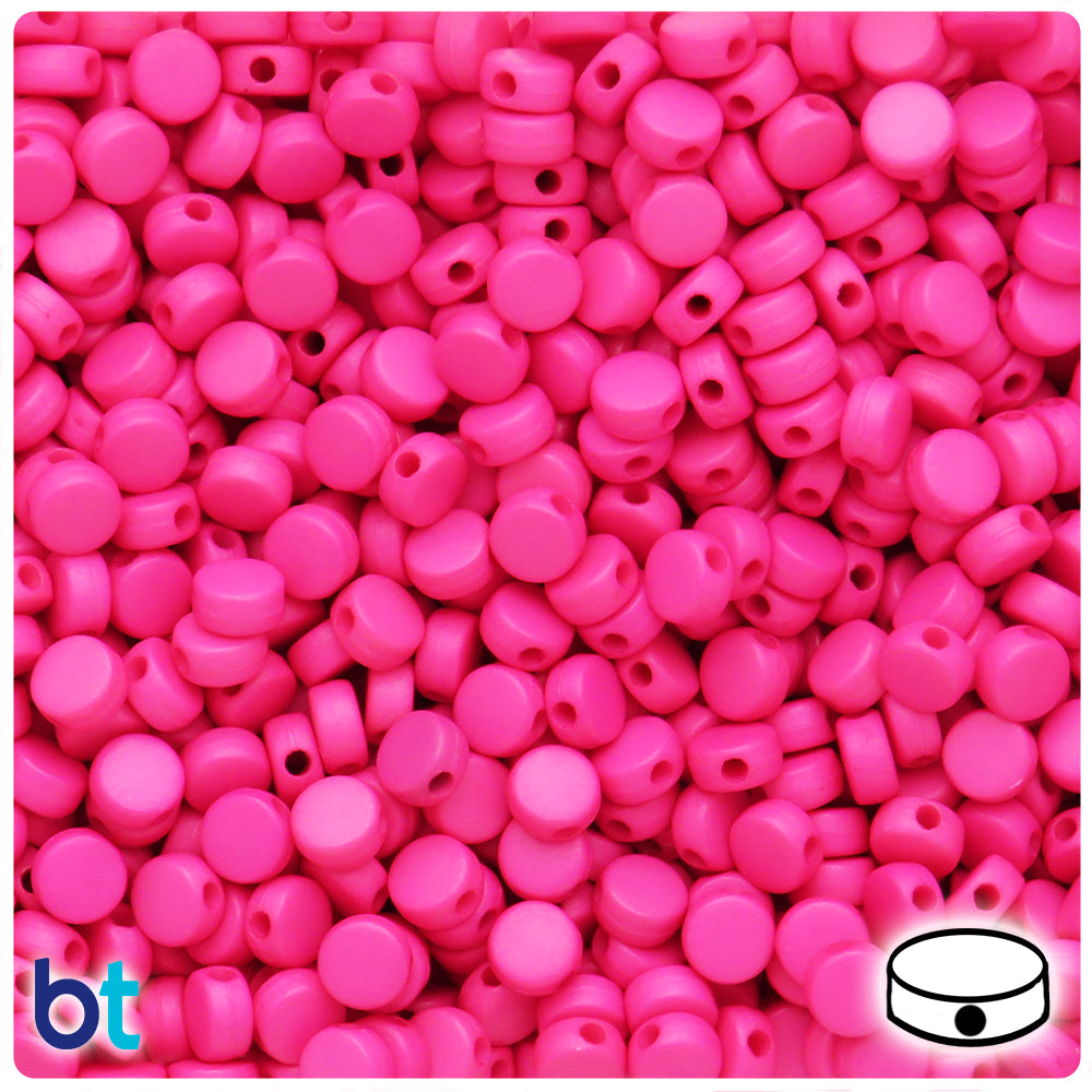 Dark Pink Matte 7mm Flat Round Plastic Beads (250pcs)