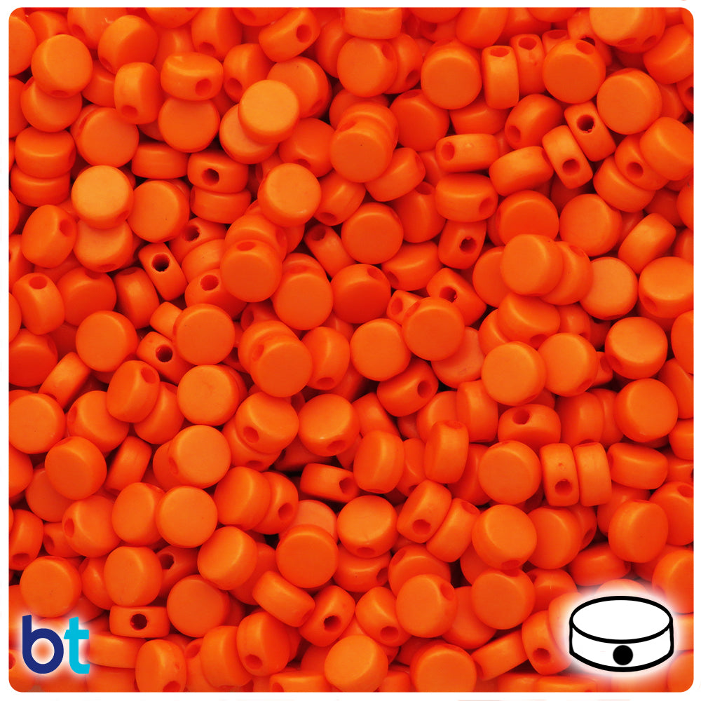Orange Matte 7mm Flat Round Plastic Beads (250pcs)