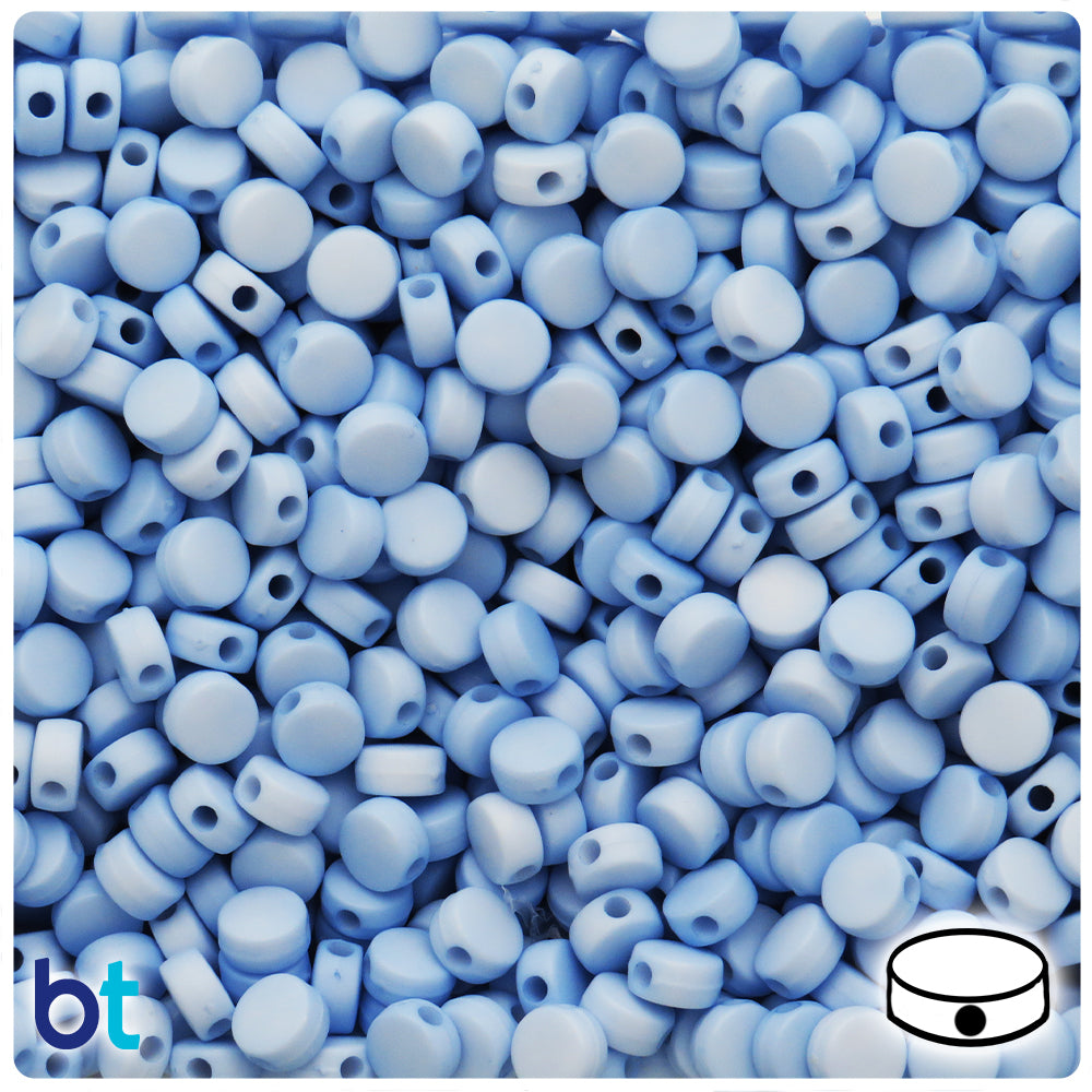 Light Blue Matte 7mm Flat Round Plastic Beads (250pcs)