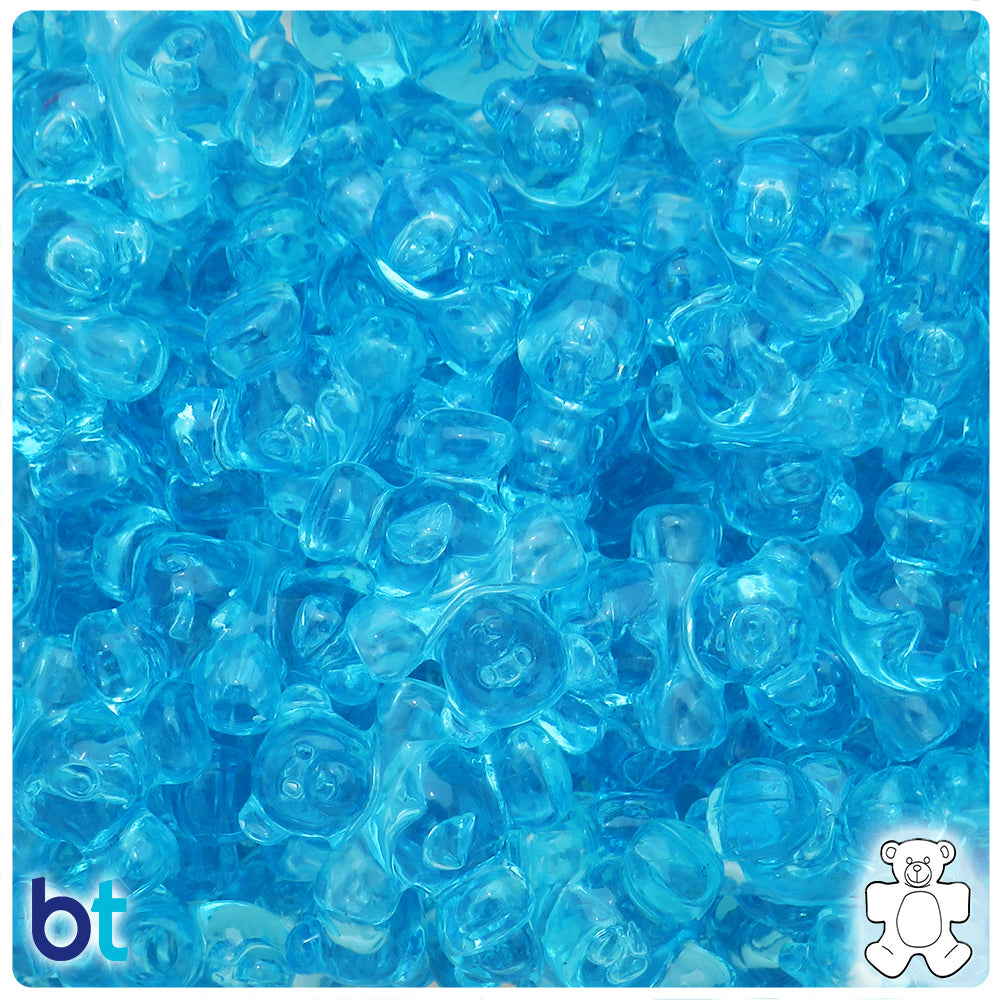 Light Turquoise Transparent 25mm Teddy Bear Pony Beads (24pcs)