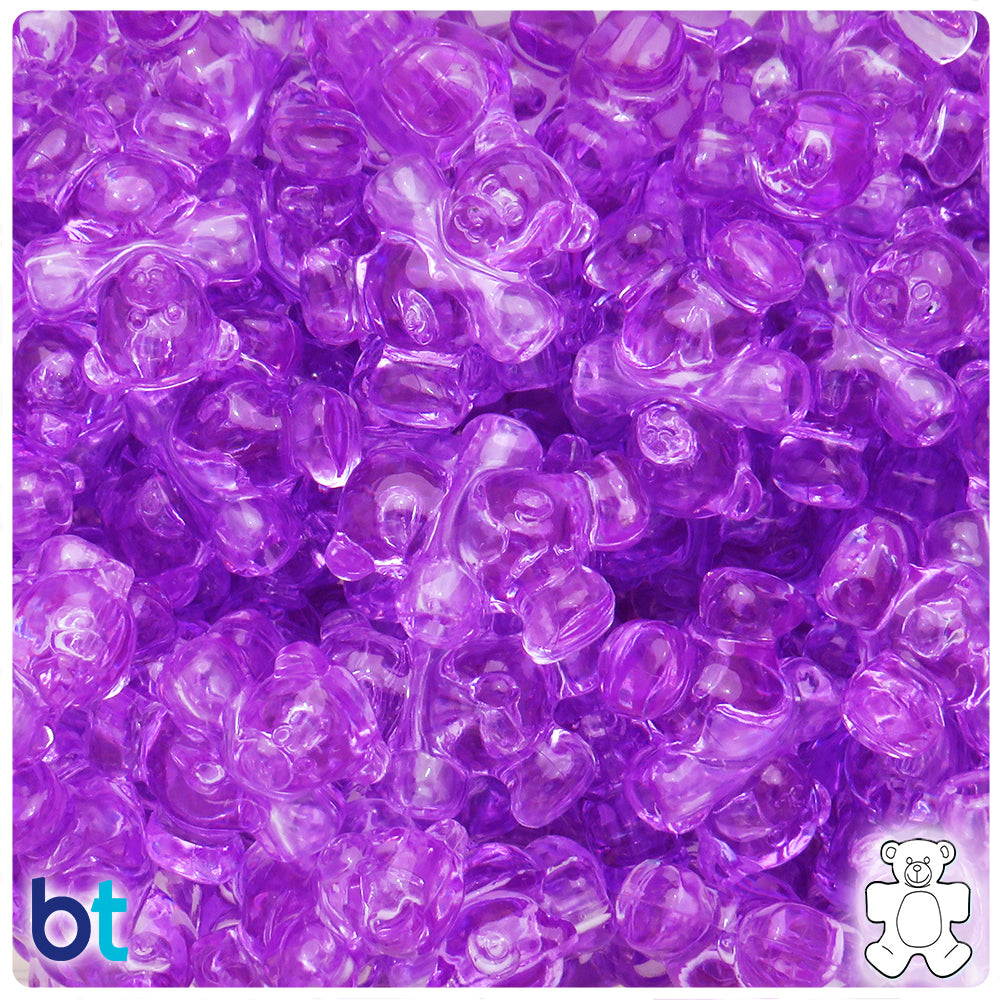 Light Amethyst Transparent 25mm Teddy Bear Pony Beads (24pcs)