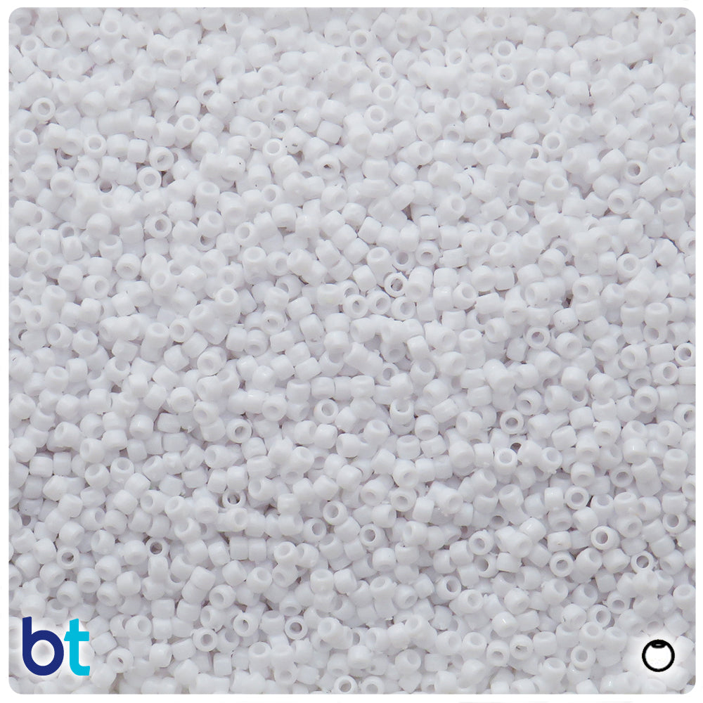 White Opaque 2.5mm Round Plastic Seed Beads (10g)
