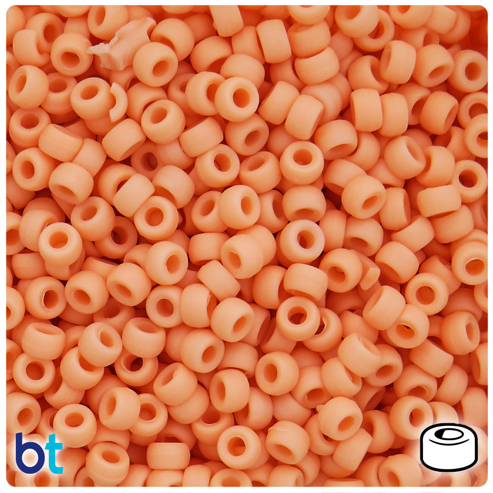 Peach Matte 6.5mm Mini Barrel Pony Beads (1000pcs)