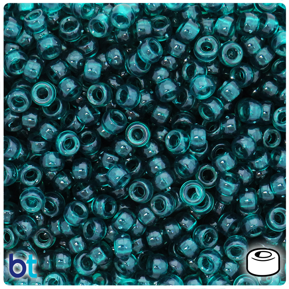Dark Teal Transparent 6.5mm Mini Barrel Pony Beads (1000pcs)
