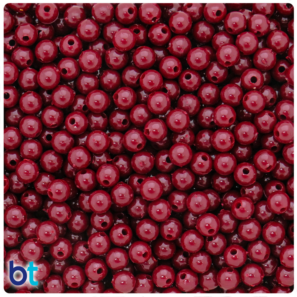 Maroon Opaque 6mm Round Plastic Beads (500pcs)
