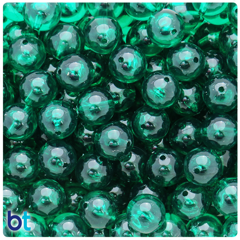 Emerald Transparent 12mm Round Plastic Beads (60pcs)