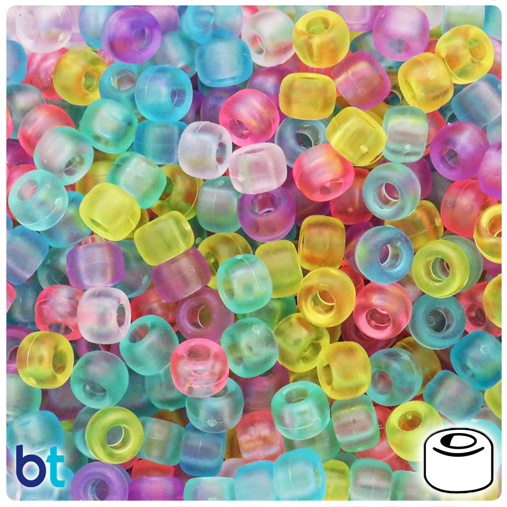 Pastel Frosted Mix 9mm Barrel Pony Beads (100pcs)