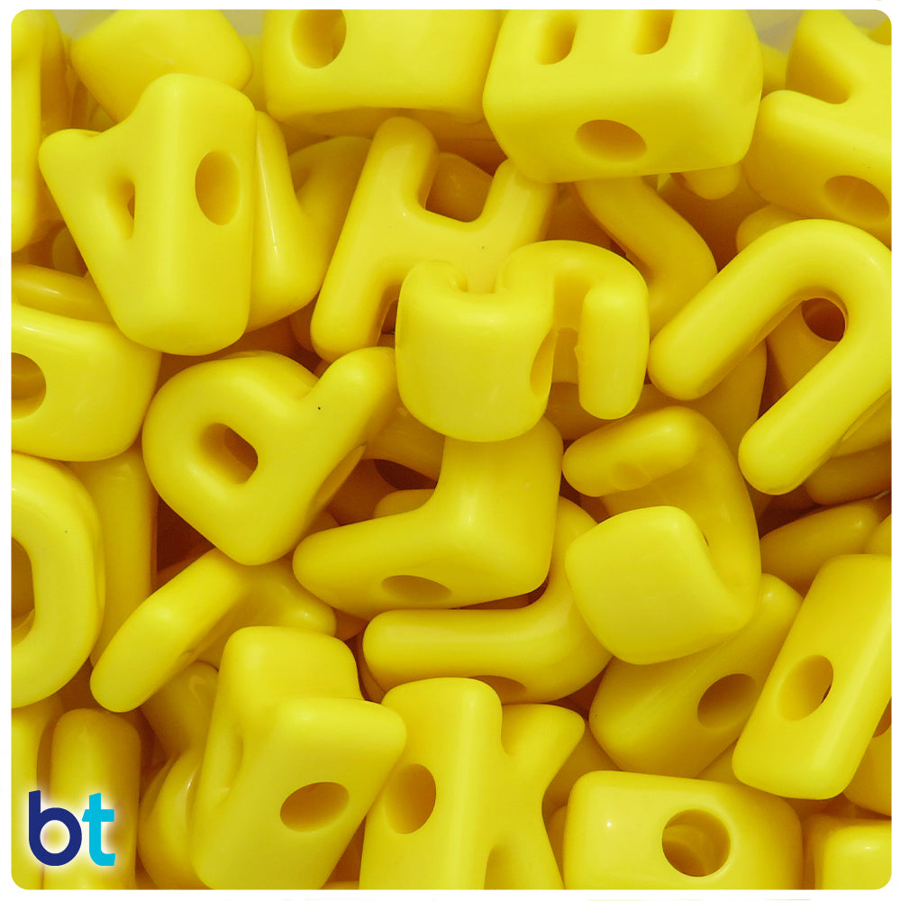 Yellow Opaque Jumbo Alpha Beads - Mixed Letters (1lb)