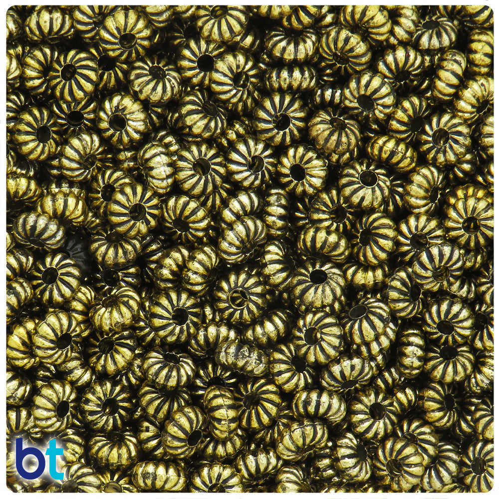 Antique Gold Metallic 8mm Spiral Rondelle Plastic Spacer Beads (300pcs)