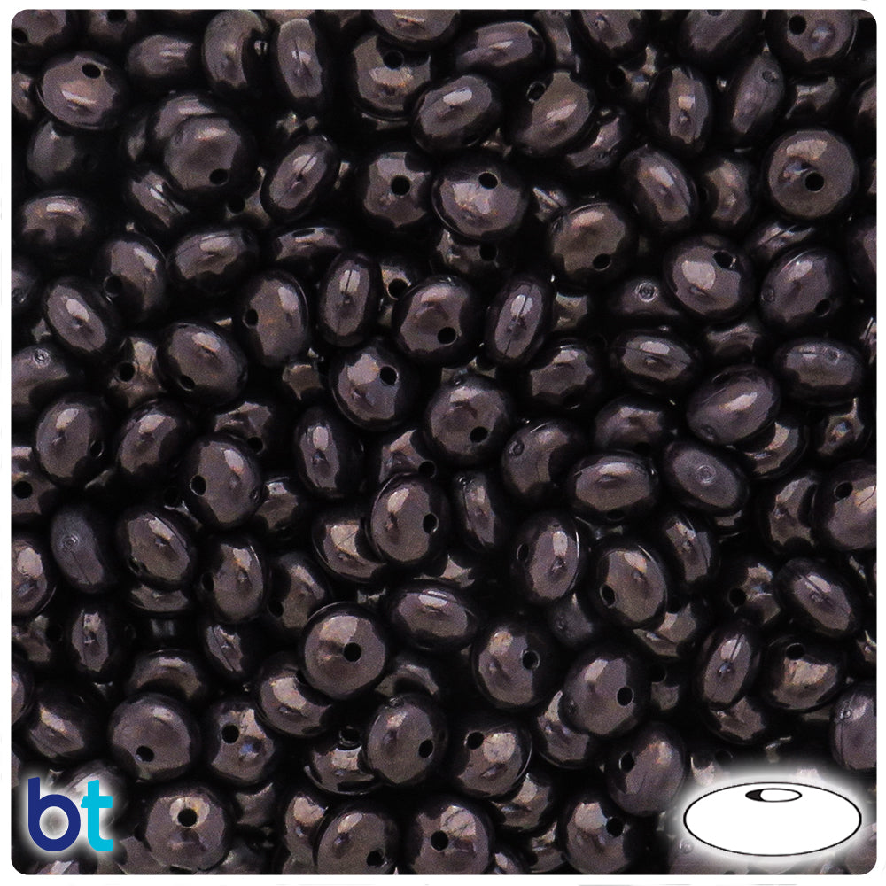 Black Opaque 8mm Rondelle Plastic Beads (300pcs)