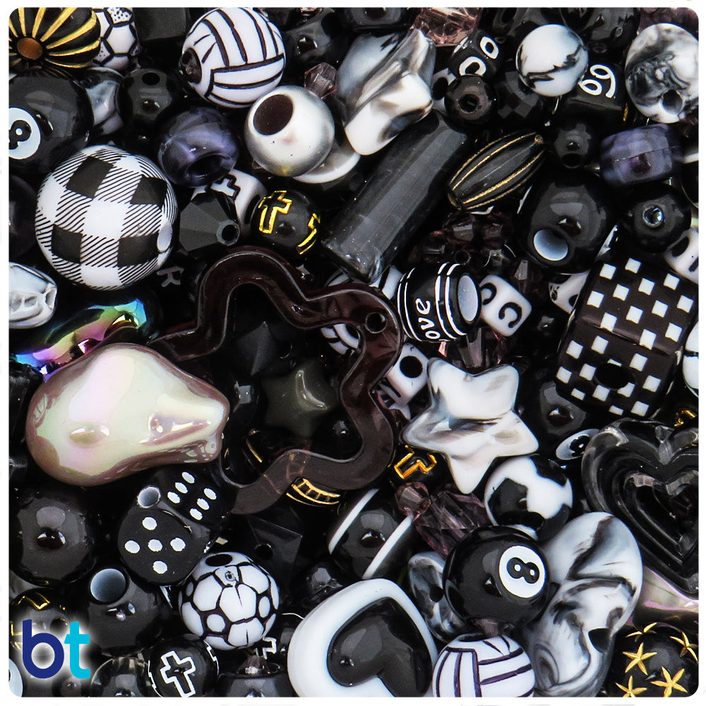 Black Shades Assorted Plastic Beads (8oz)