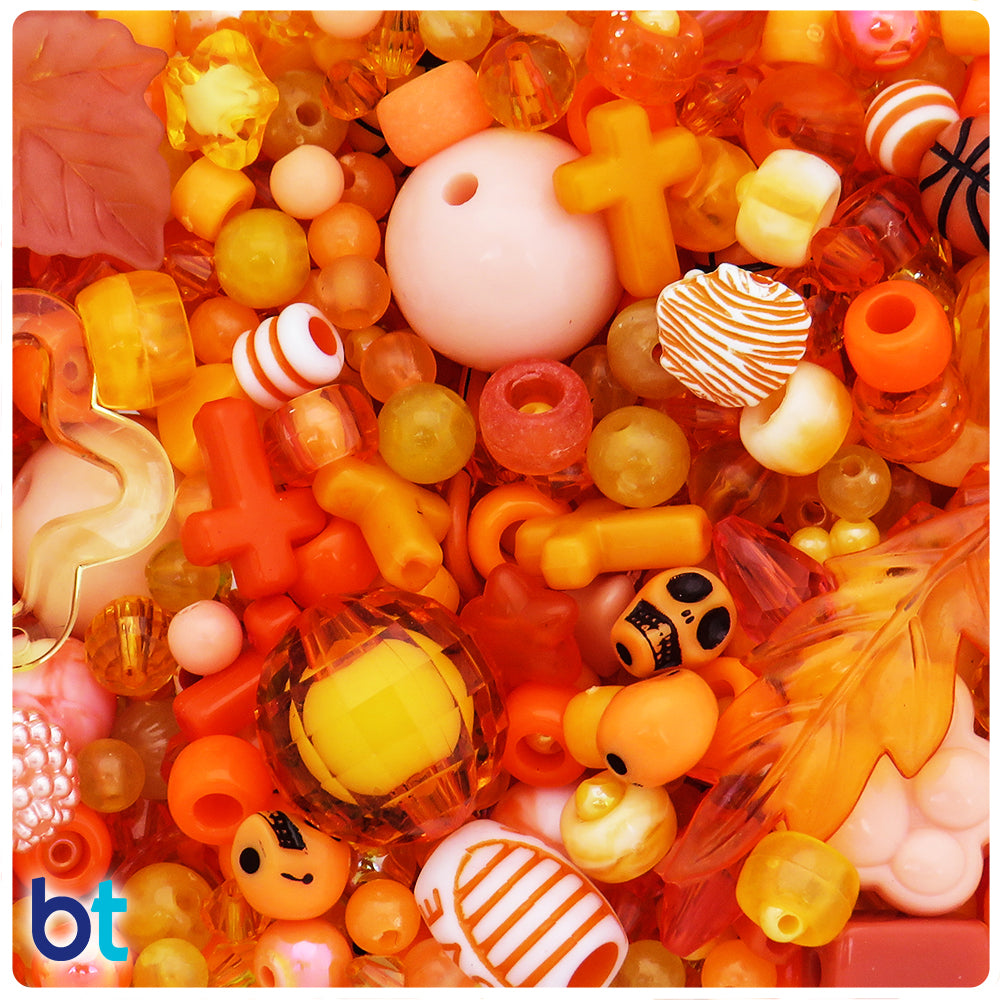 Orange Shades Assorted Plastic Beads (8oz)