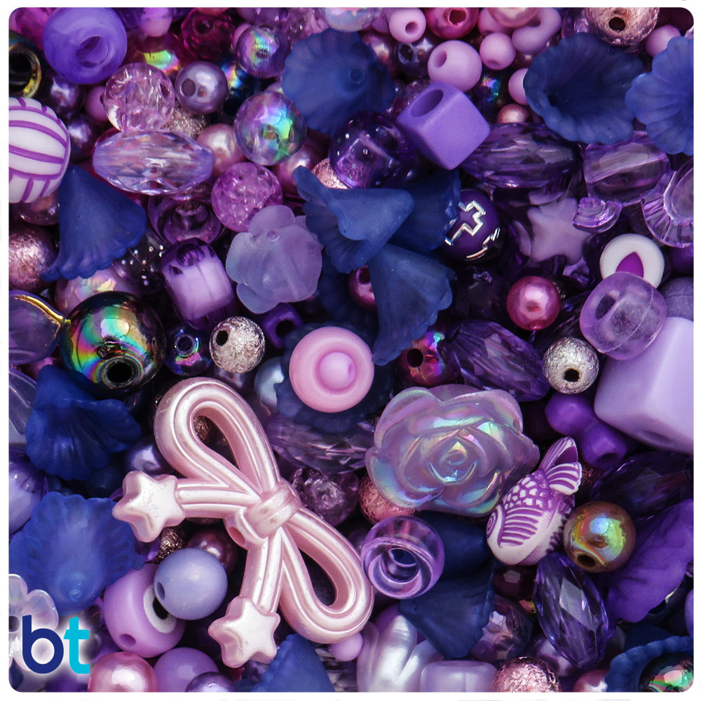 Purple Shades Assorted Plastic Beads (8oz)