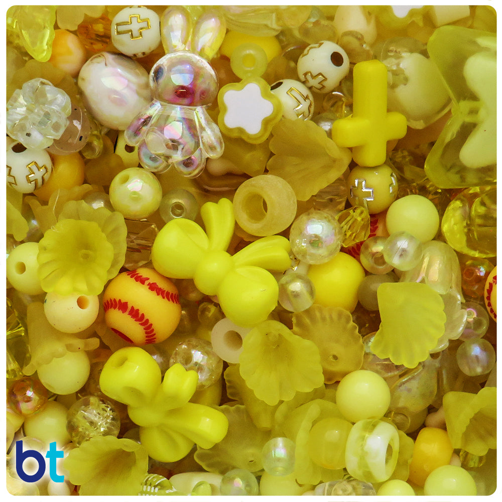 Yellow Shades Assorted Plastic Beads (8oz)
