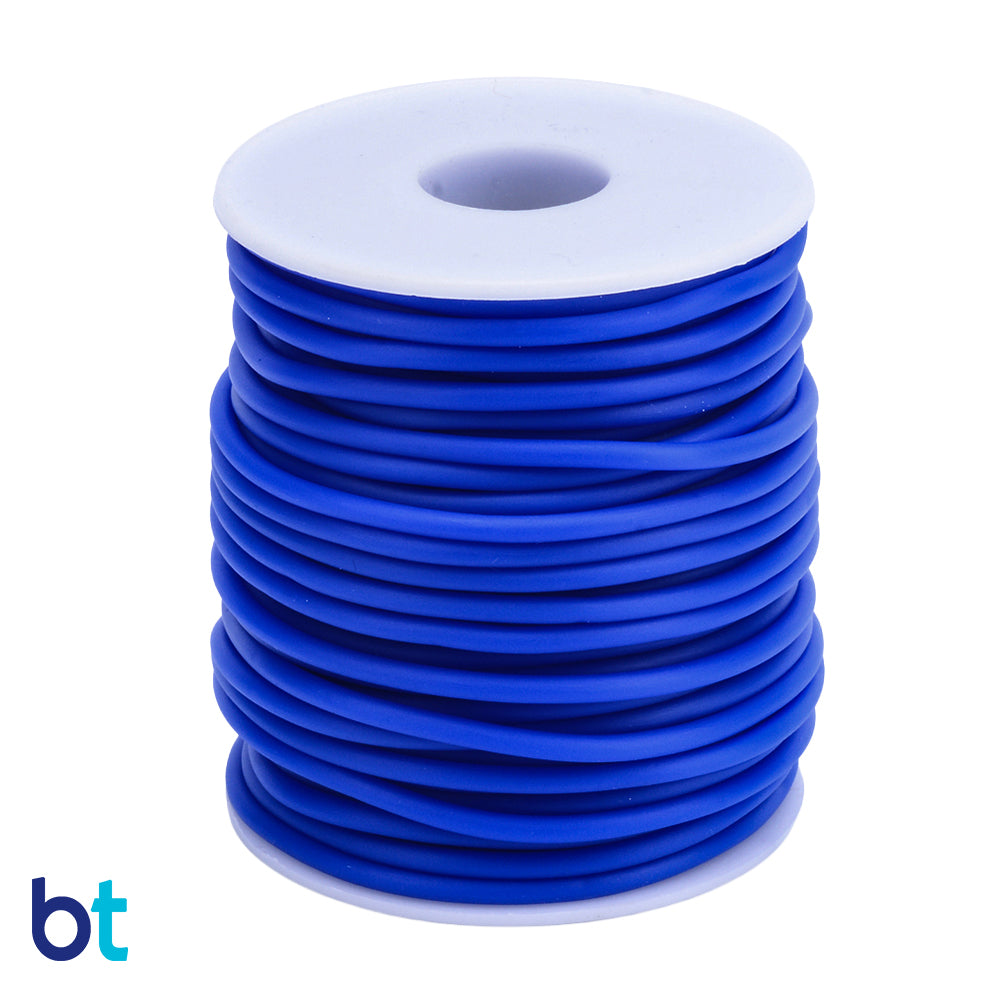 Dark Blue 2mm Round Synthetic Rubber Hollow Cord (50m)