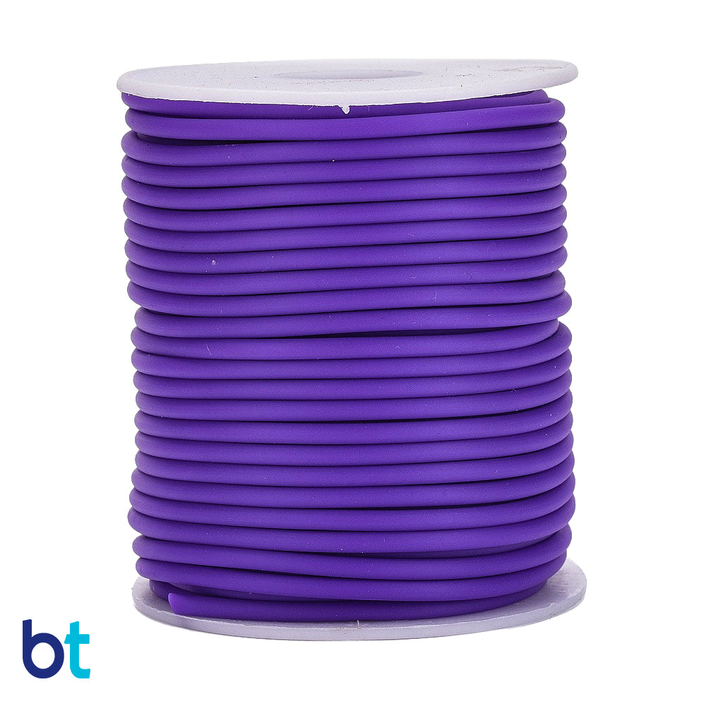 Dark Purple 2mm Round Synthetic Rubber Hollow Cord (50m)