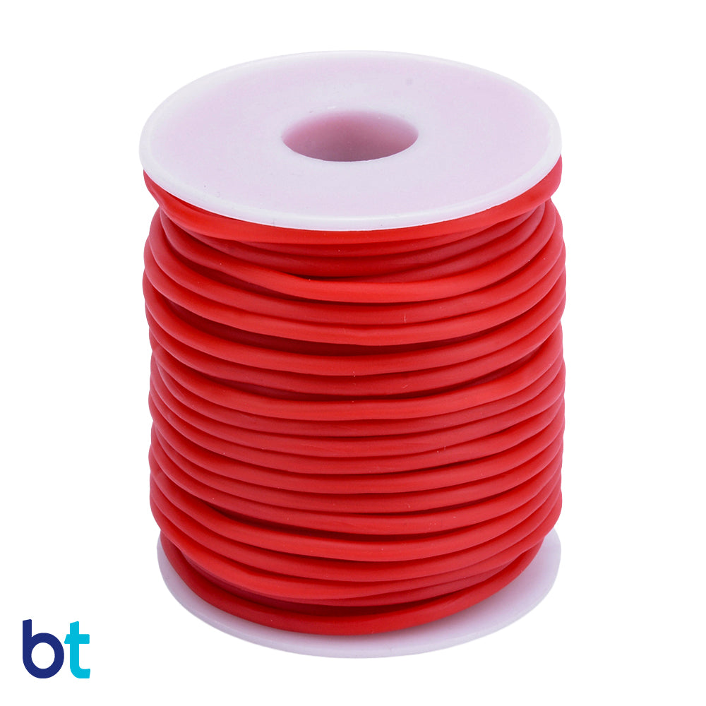 Red 2mm Round Synthetic Rubber Hollow Cord (50m)