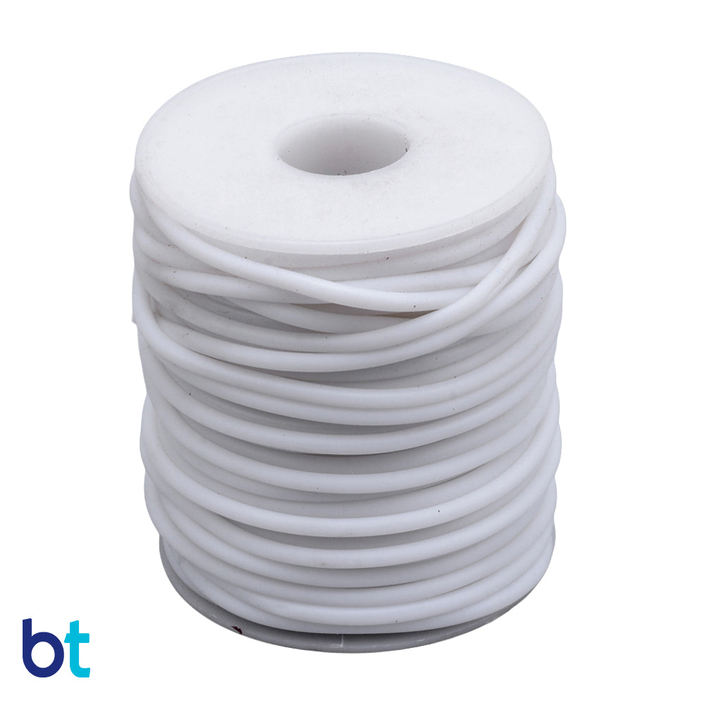 White 2mm Round Synthetic Rubber Hollow Cord (50m)