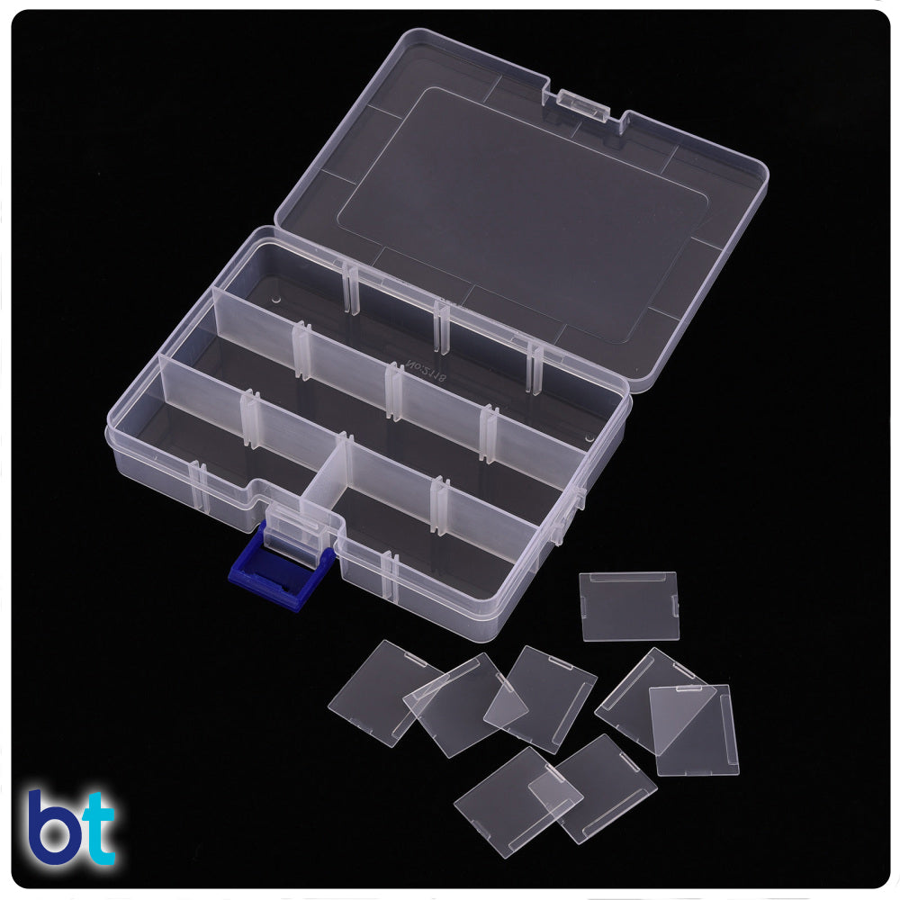 Clear Rectangle 12 Compartment Plastic Storage Box