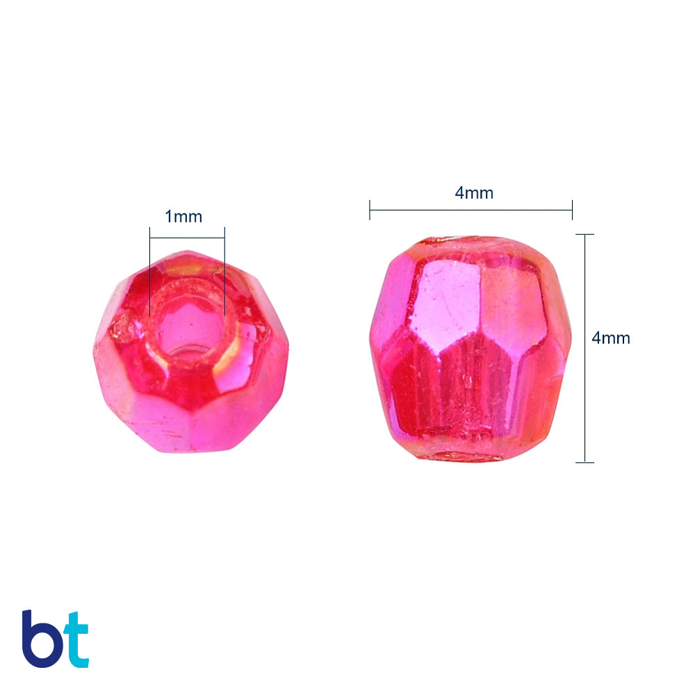 Transparent AB 4mm Faceted Barrel Plastic Beads (Box/10 Colors)