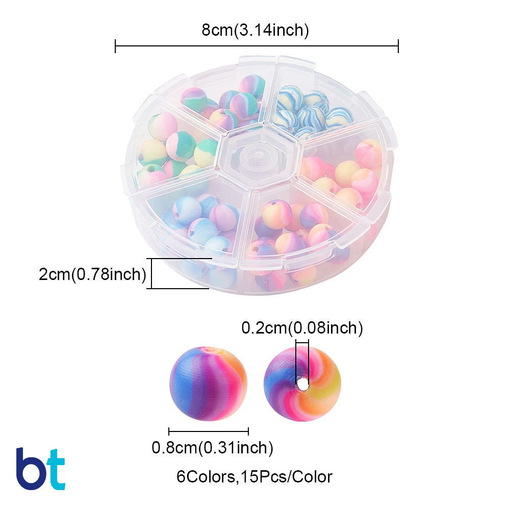 Mixed Design 8mm Round Polymer Clay Beads (Box/6 Styles)