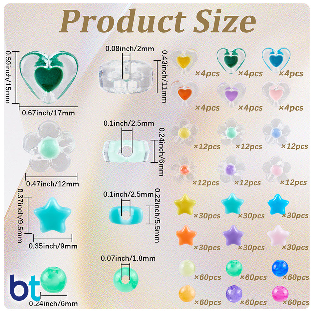 Mixed Pastel Opaque & Transparent Variety Plastic Beads (Box/24 Styles)
