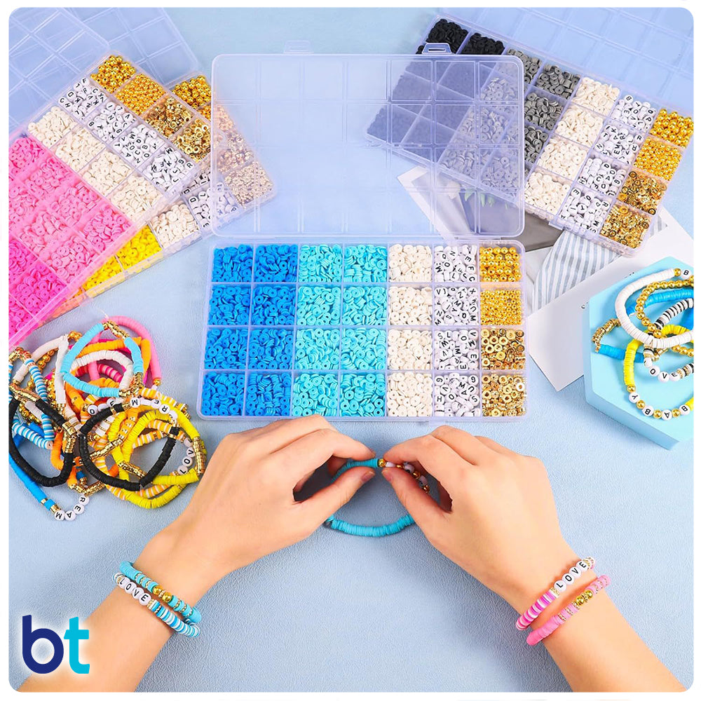 Black, White & Grey Heishi Disc Polymer Clay Alpha Bracelet Kit (Box)