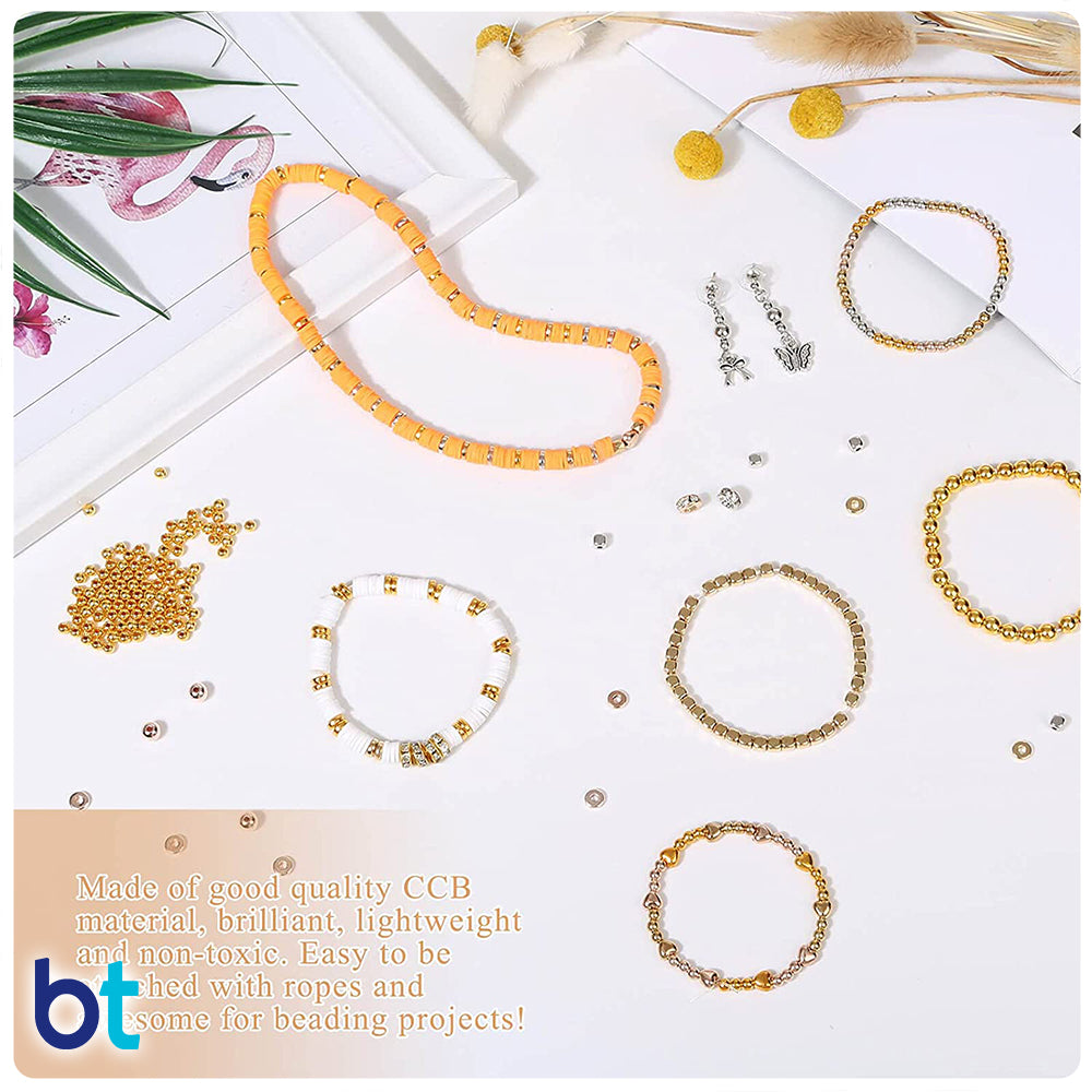 Mixed Metallic Spacer Plastic Beads (Box/24 Styles)